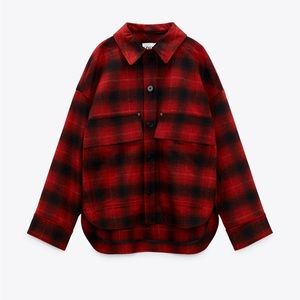 Zara WOOL BLEND PLAID SHIRT